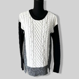 Bianca Nygard Cable Knit  Patchwork Pullover Sweater